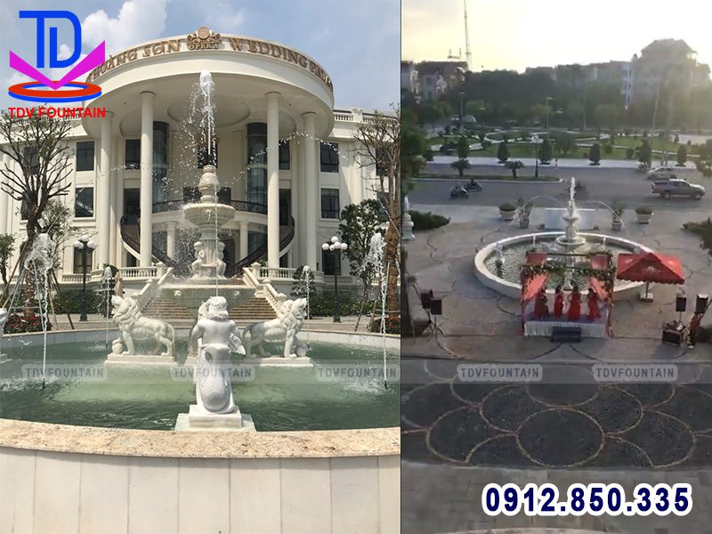 Đài phun nước bằng đá trung tâm tiệc cưới