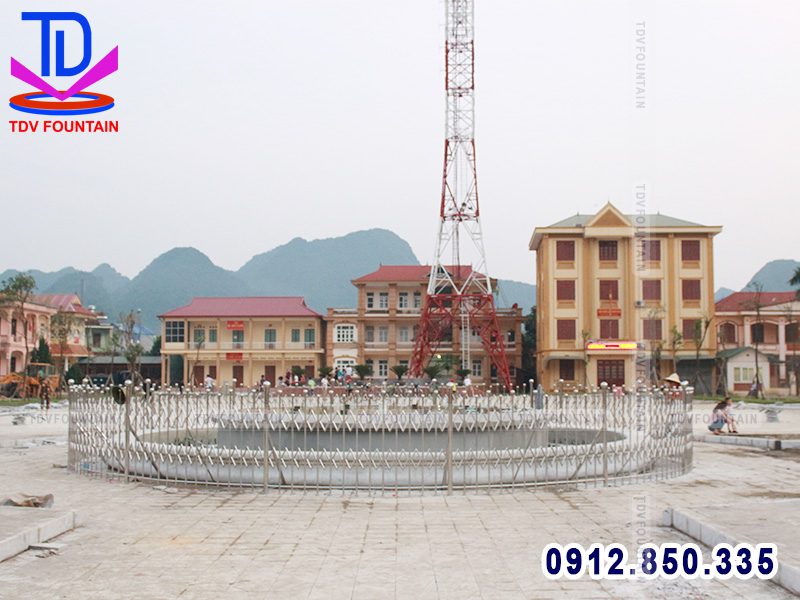 Hoàn thiện lắp đặt đài phun nước hình tròn