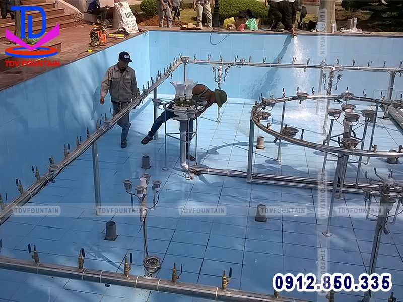 Làm đài phun nước khuôn viên trụ sở công an tỉnh Quảng Ninh