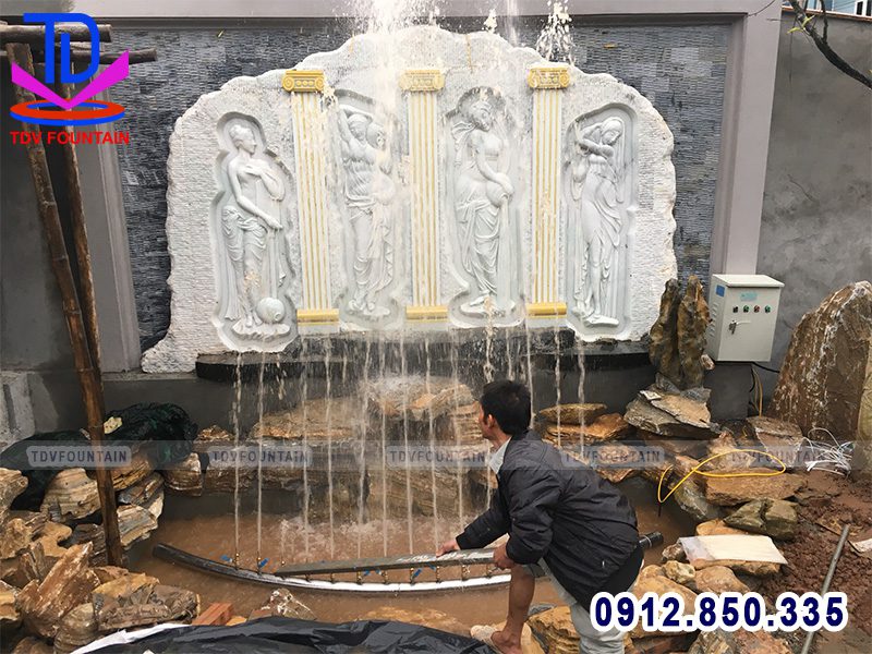 Lắp đặt đài phun nước sân vườn biệt thự mini