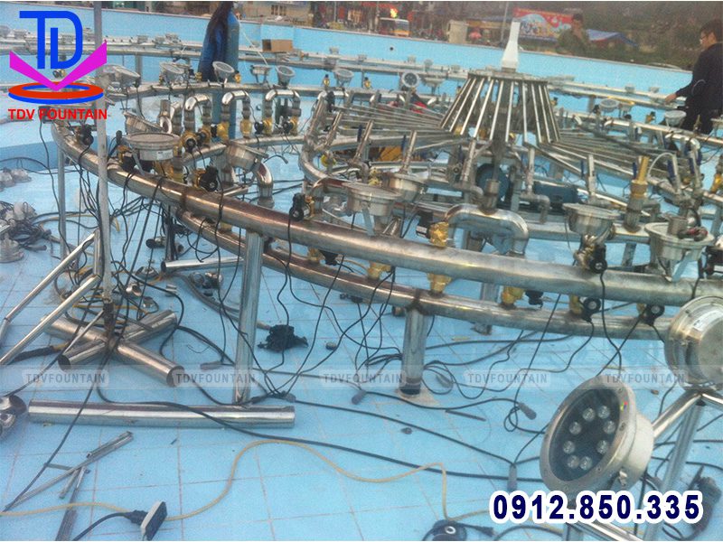 Thi công đài phun nước thành phố Sông Công - Thái Nguyên