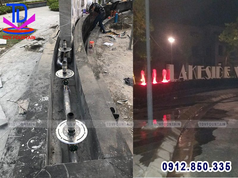 Thi công đài phun nước mini biệt thự Lakeside Villas