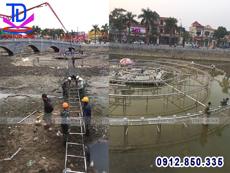 Thi công lắp đặt thiết bị đài phun nước Phổ Yên