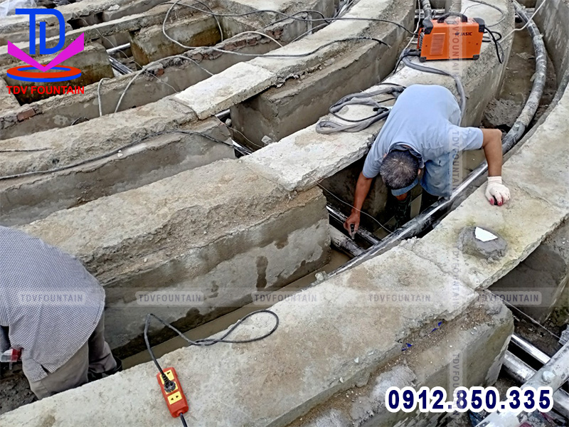 Thi công sàn nhạc nước phố đi bộ TP Vinh