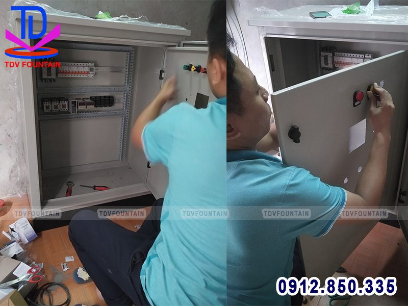 Đấu nối tủ điện điều khiển đài phun nước lâu đài