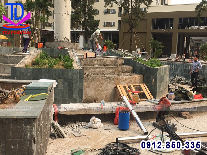 Lắp đặt đài phun nước khu nhà ờ Phú Lãm
