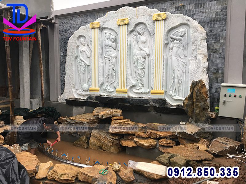 Thi công đài phun nước mini sân vườn thôn Xích Đằng