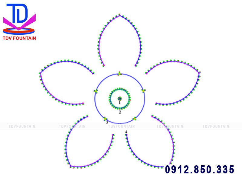 Bản vẽ thiết kế đài phun nước hình bông hoa
