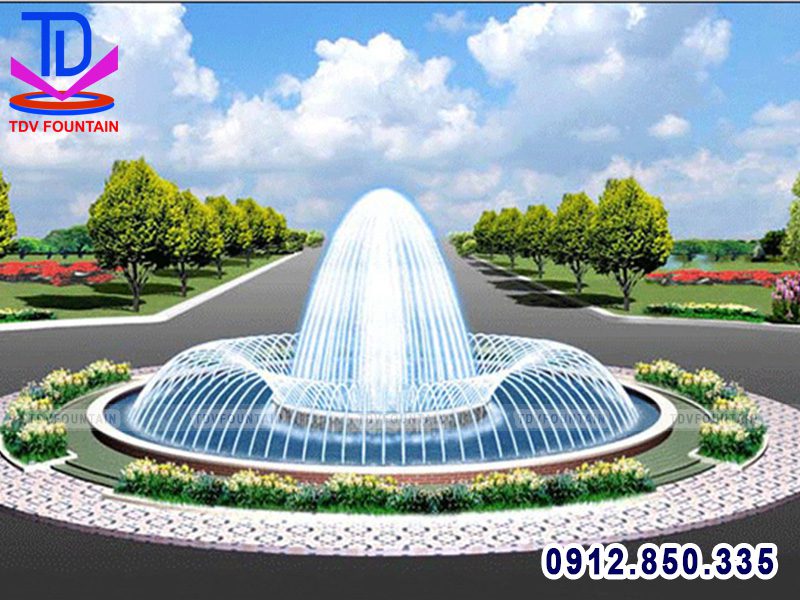 Đài phun nước bể tròn lắp cho vòng xoay