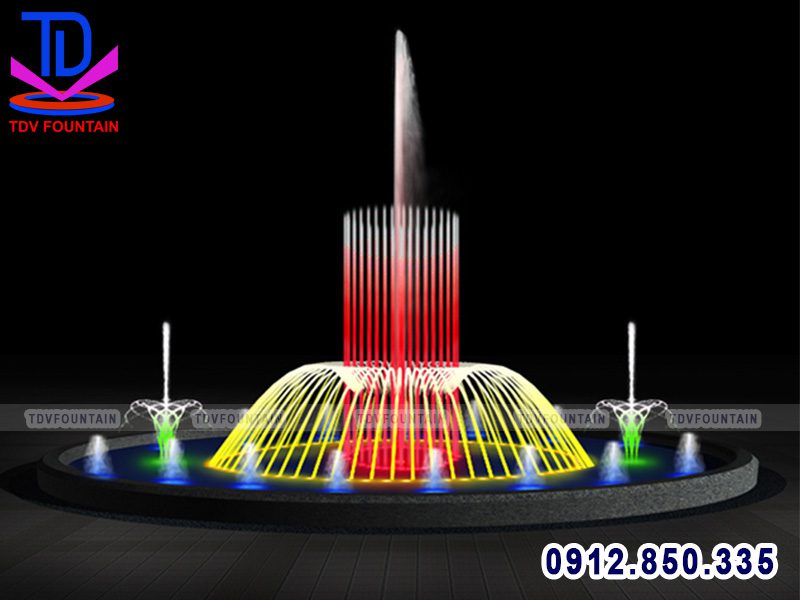 Đài phun nước hình tròn lắp cho công viên