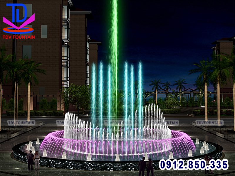 Đài phun nước lập trình PLC hình tròn