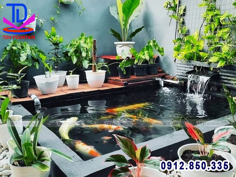 Đài phun nước mini hồ cá Koi