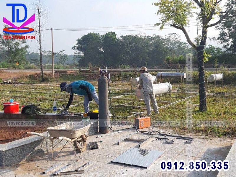 Lắp đặt giàn phun Inox đài phun