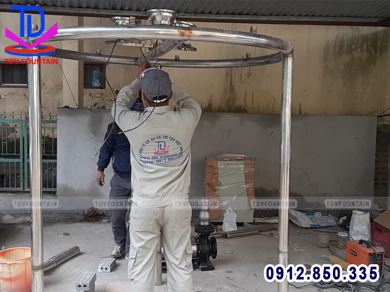 Lắp đặt thiết bị đài phun nước vườn hoa Nguyên Bình