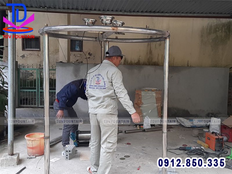 Thi công đài phun nước vườn hoa Nguyên Bình