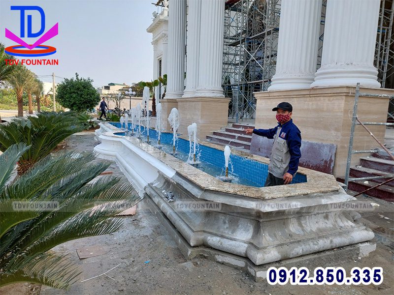 Chạy thử hoạt động đài phun nước trung tâm tổ chức sự kiện White Palace Thanh Hóa