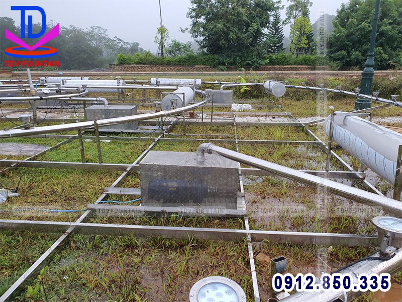 Lắp đặt máy bơm chìm đài phun phao nổi