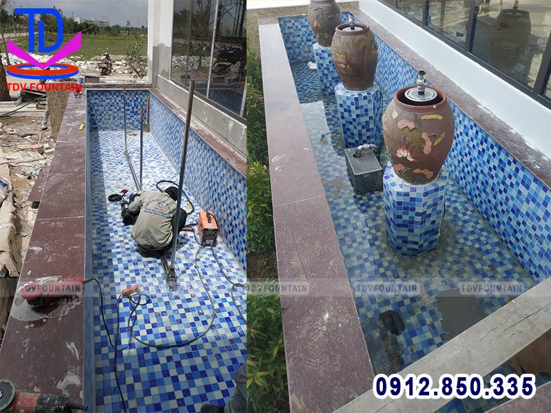 Thi công chum phun nước trung tâm White Palace