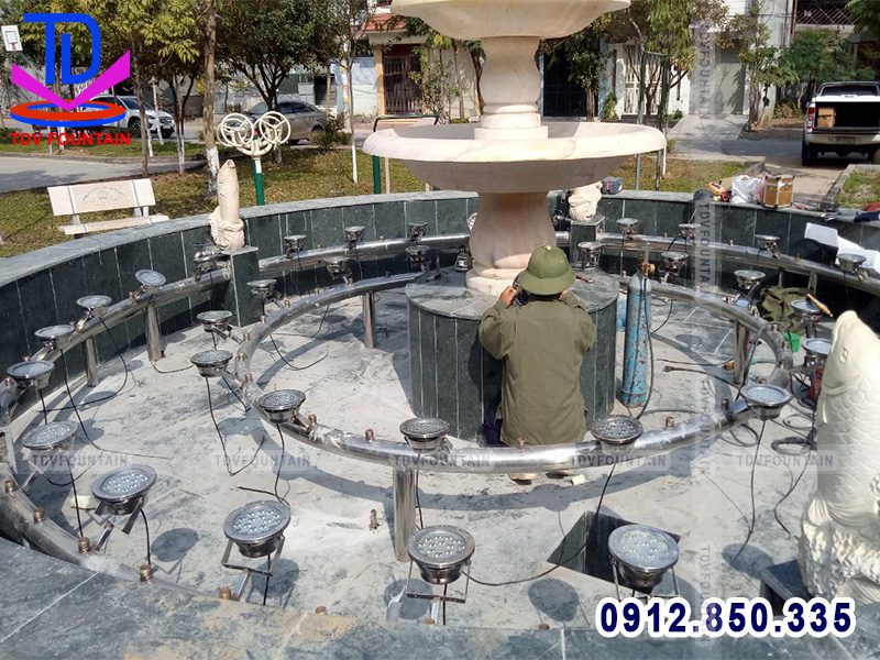 Thi công đài phun nước vườn hoa Nguyễn Quán Quang