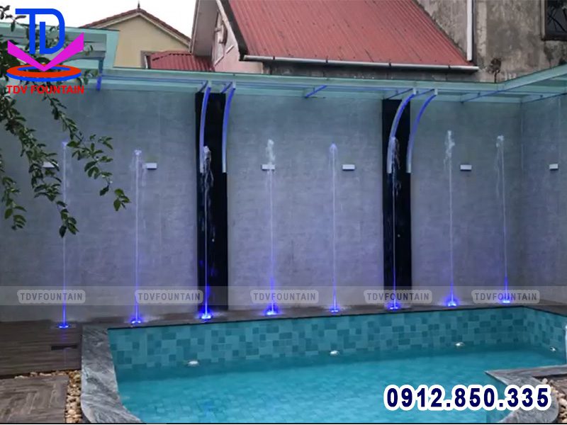 Đài phun nước mini lắp cho bể bơi