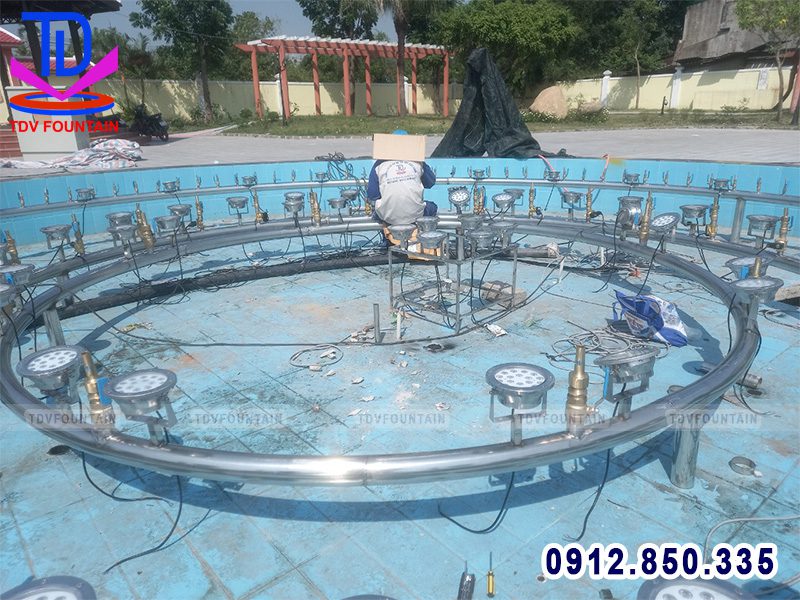 Lắp đặt đài phun nước nhà văn hóa Phường Phú Bài - Hương Thủy