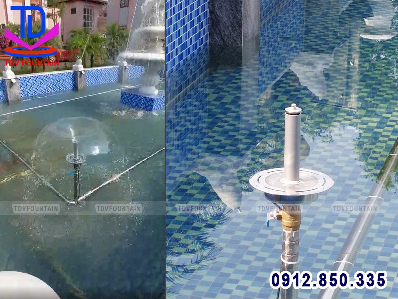 Lắp đặt vòi phun nước cho đài phun phường Bần