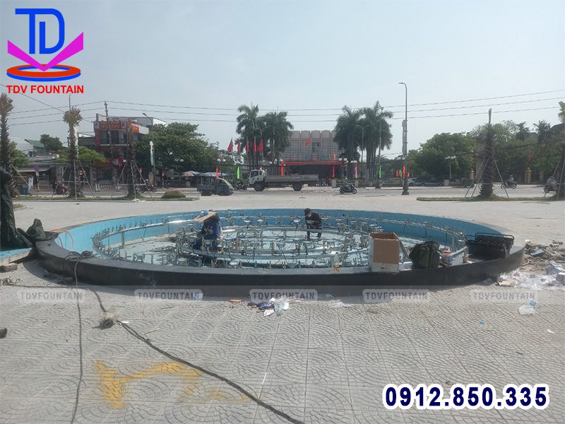 Thi công đài phun nước nhà văn hóa phường Phú Bài - Huế