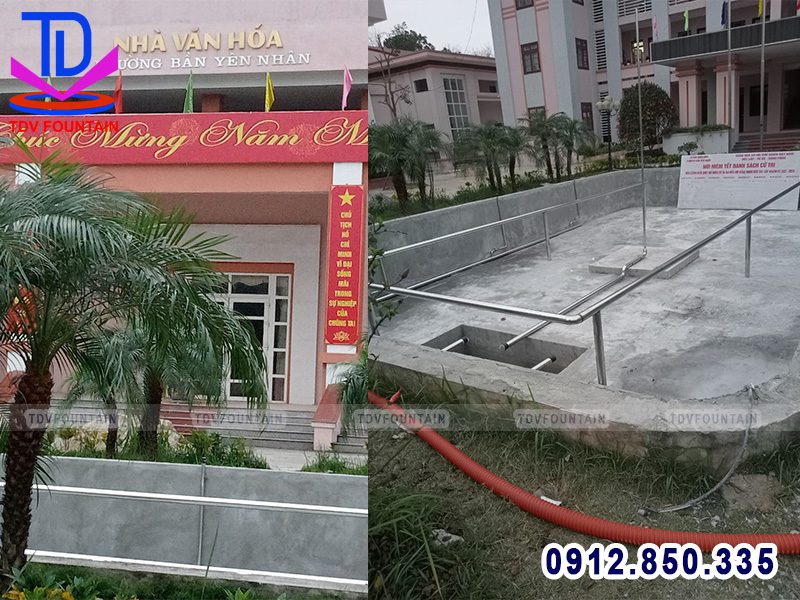 Thi công đài phun nước tại phường Bần - Yên Nhân