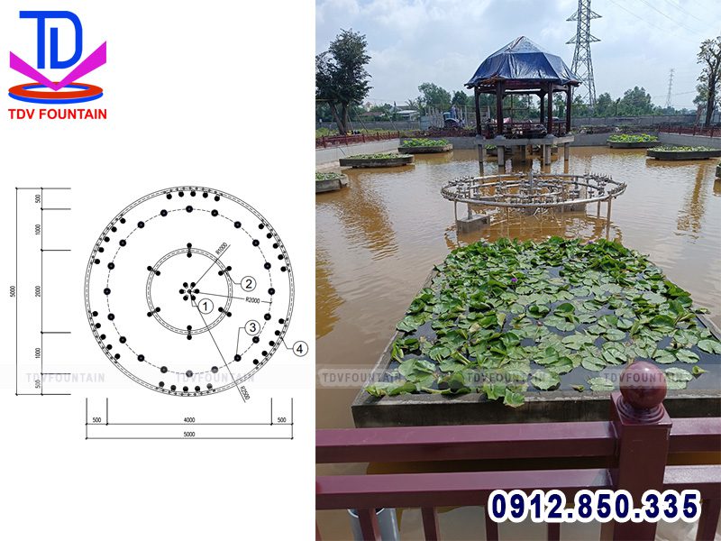 Thiết kế đài phun nước trên hồ