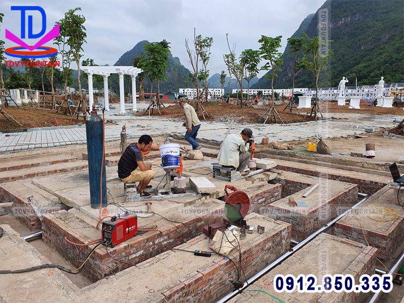 Thi công mặt sàn phun nước