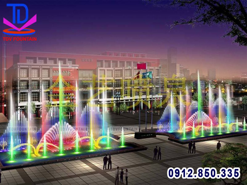 Đài phun nước bể dài lắp cho quảng trường