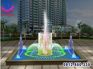 Đài phun nước bể nổi hình vuông