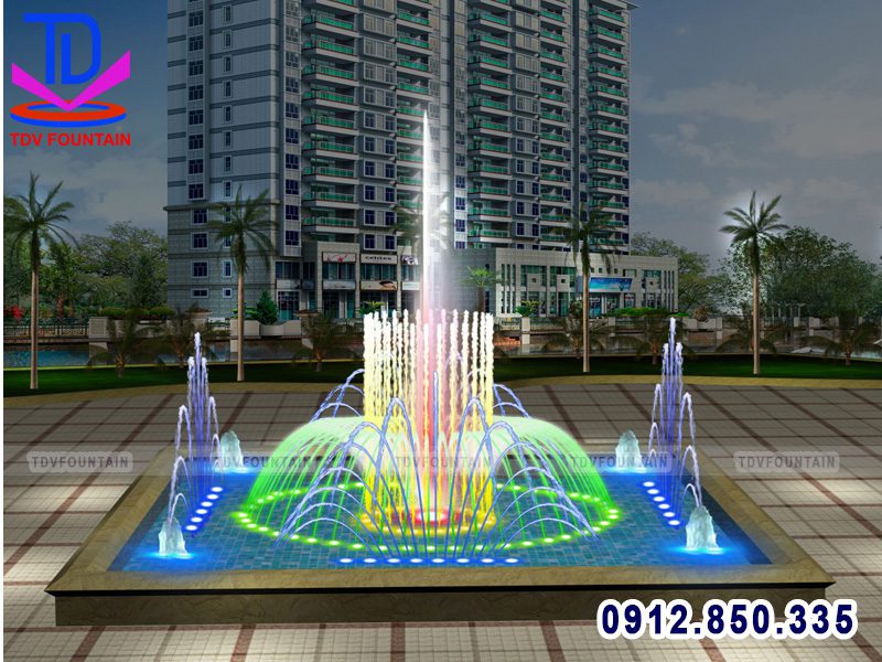 Đài phun nước bể nổi hình vuông