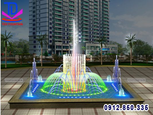 Đài phun nước bể nổi hình vuông