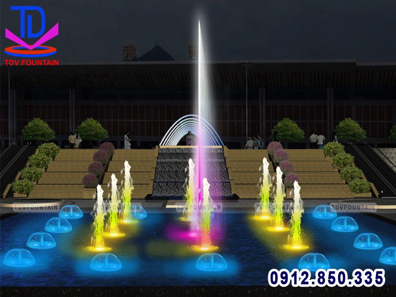 Đài phun nước bể nổi hình vuông