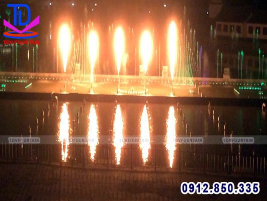 Lắp đặt vòi phun nước tạo lửa cho đài phun