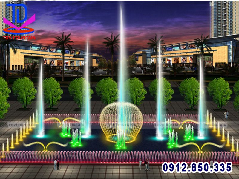 Mẫu thiết kế đài phun nước bể chữ nhật quy mô lớn