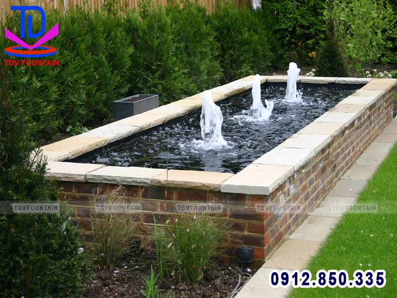 Bể phun nước hình chữ nhật sân vườn