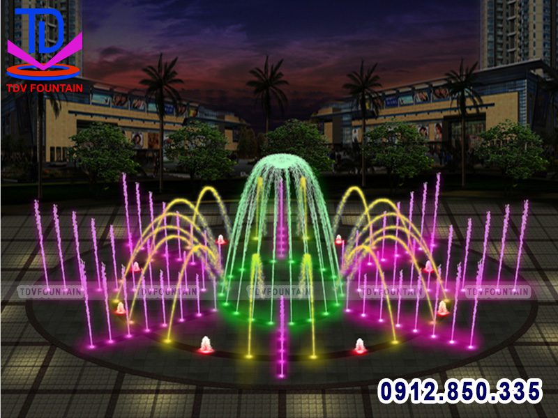 Đài phun nước âm nền hình tròn