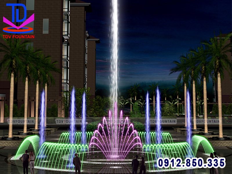 Đài phun nước âm nền lắp cho công viên