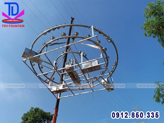 Hạ thủy giàn ống Inox đài phun xuống hồ