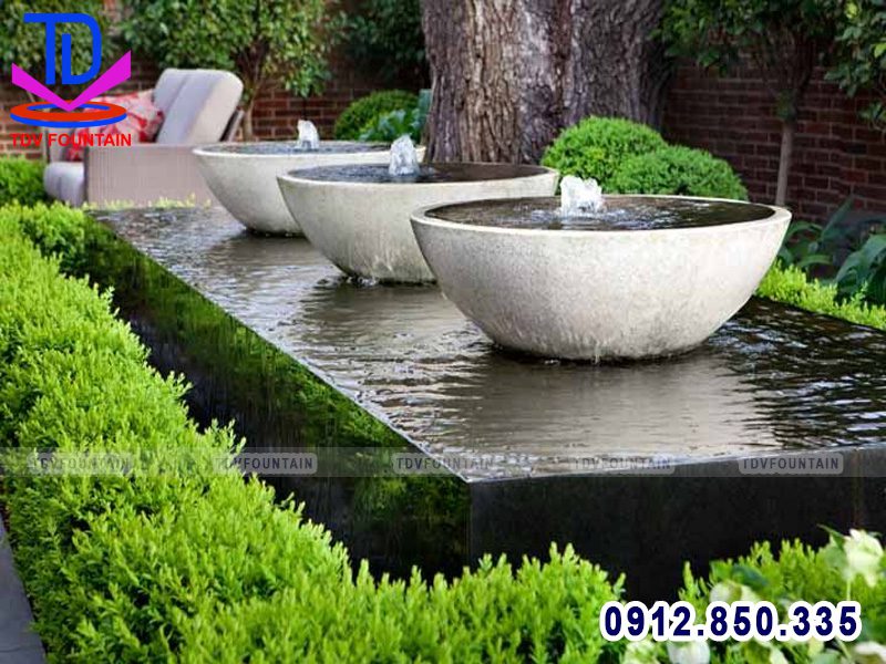 Lắp đặt chậu đá phun nước cho bể chữ nhật