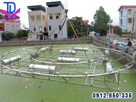 Thi công hệ thống phao nổi Inox lắp cho sông hồ
