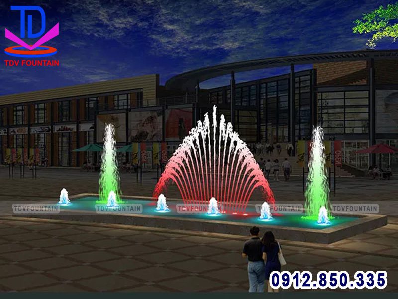 Thiết kế đài phun nước hình chữ nhật cho khuôn viên