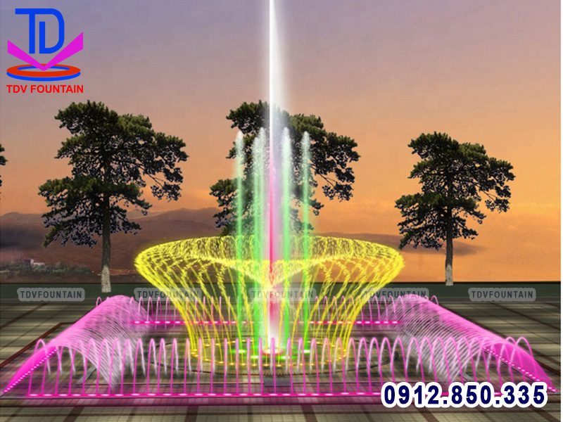 Thiết kế sàn phun nước hình vuông