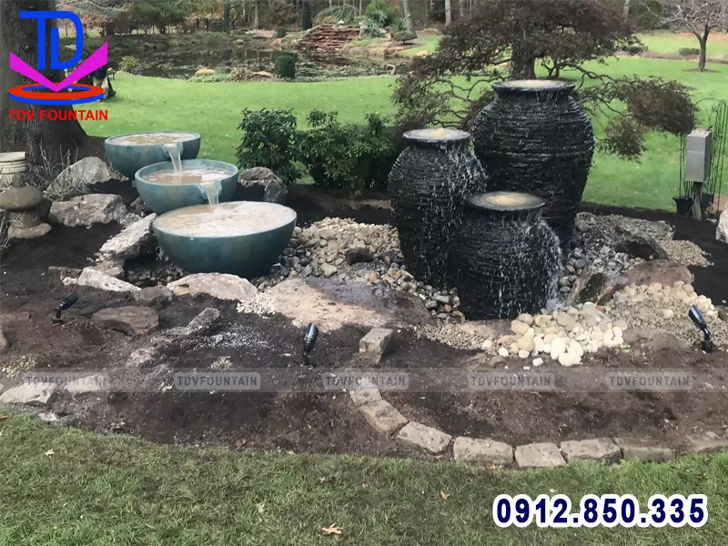 Tự làm chum phun nước chậu đá phun nước sân vườn