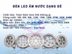 Đèn Led âm nước dạng chân đế hiệu TDV Fountain