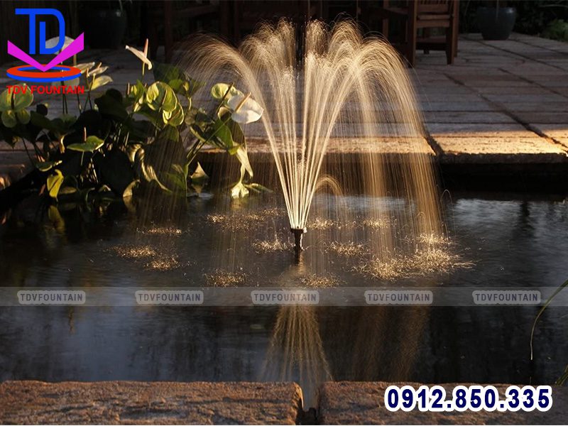 Đài phun nước mini lắp hồ cá Koi