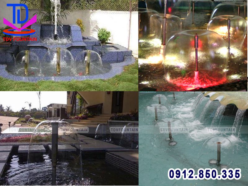 Lắp đặt vòi phun nước hình nấm cho đài phun mini