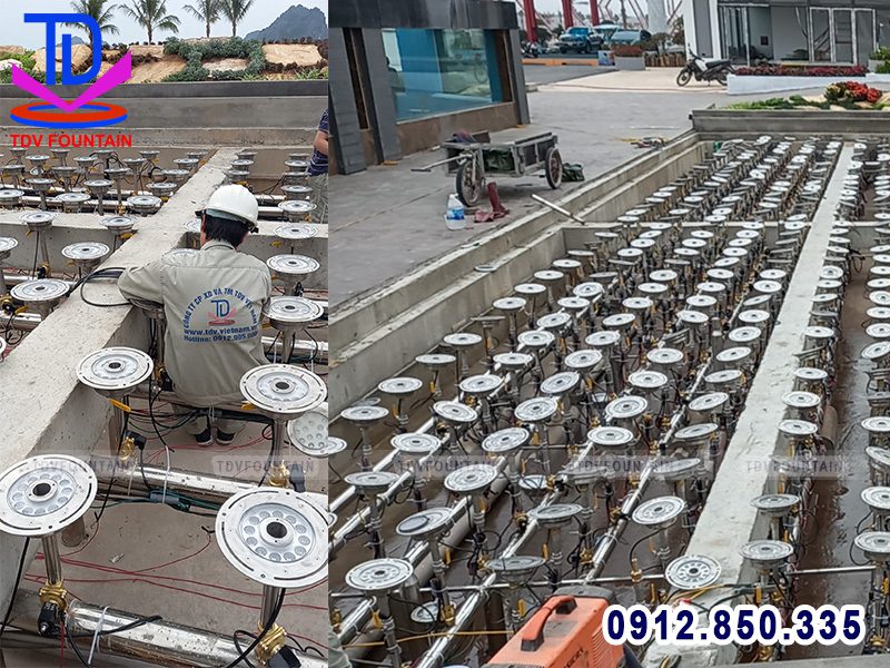 Lắp đèn âm nước có lỗ toàn thân Inox điều khiển màu DMX